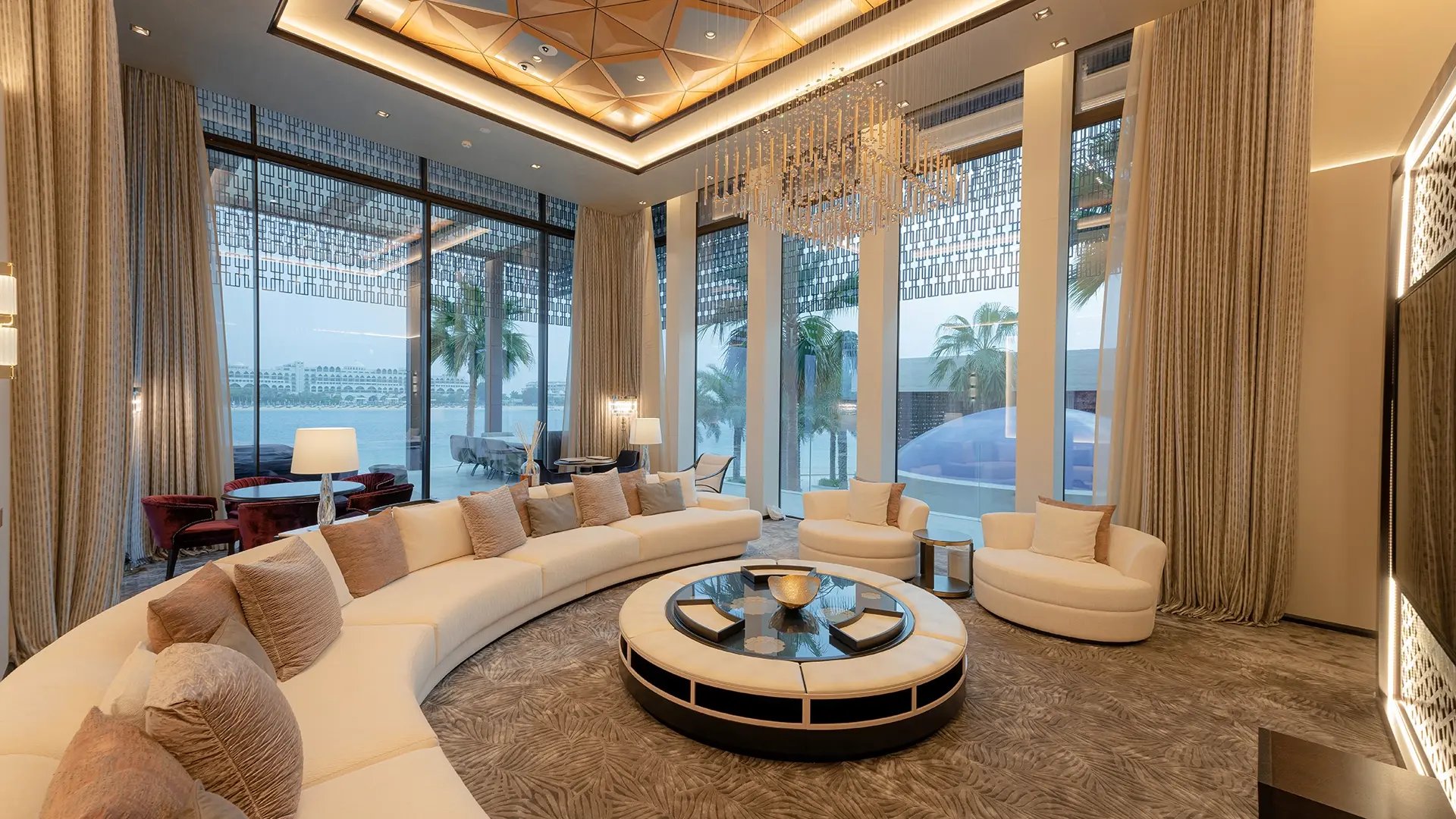 luxury lounge inside high end villa fit out by havelock one on palm jumeirah