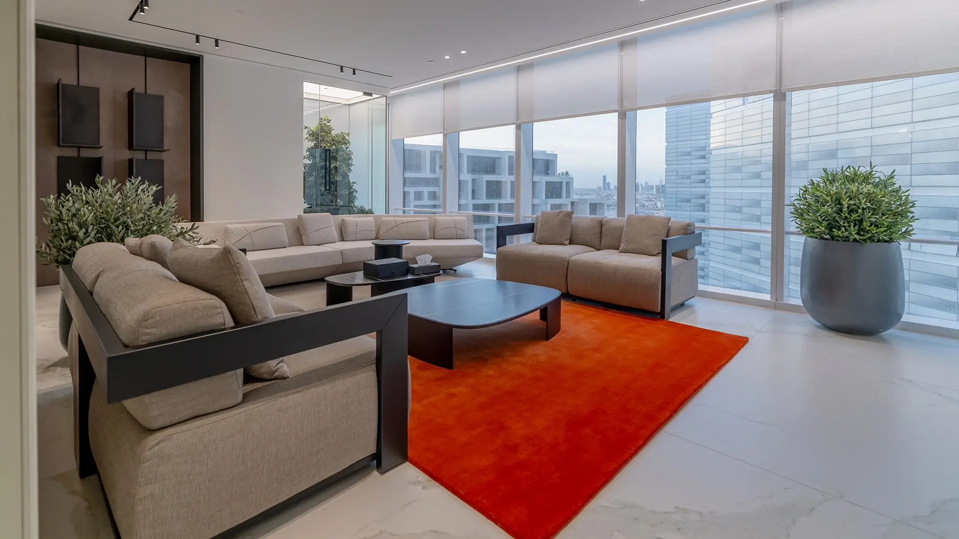 Turnkey office fit out by Havelock One Interiors showing seating area within private office 